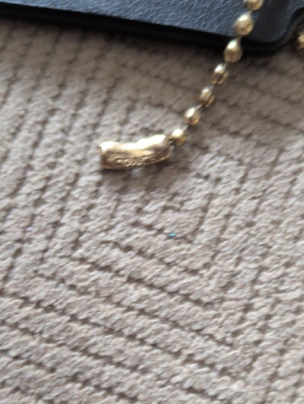 COACH Black Leather Bag Charm with Gold Chain - Picture 3 of 4